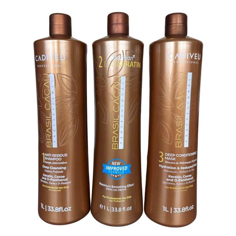 Kit lissage brésilien EcoKeratin Brasil Cacau élimine les frisottis des cheveux rebelles