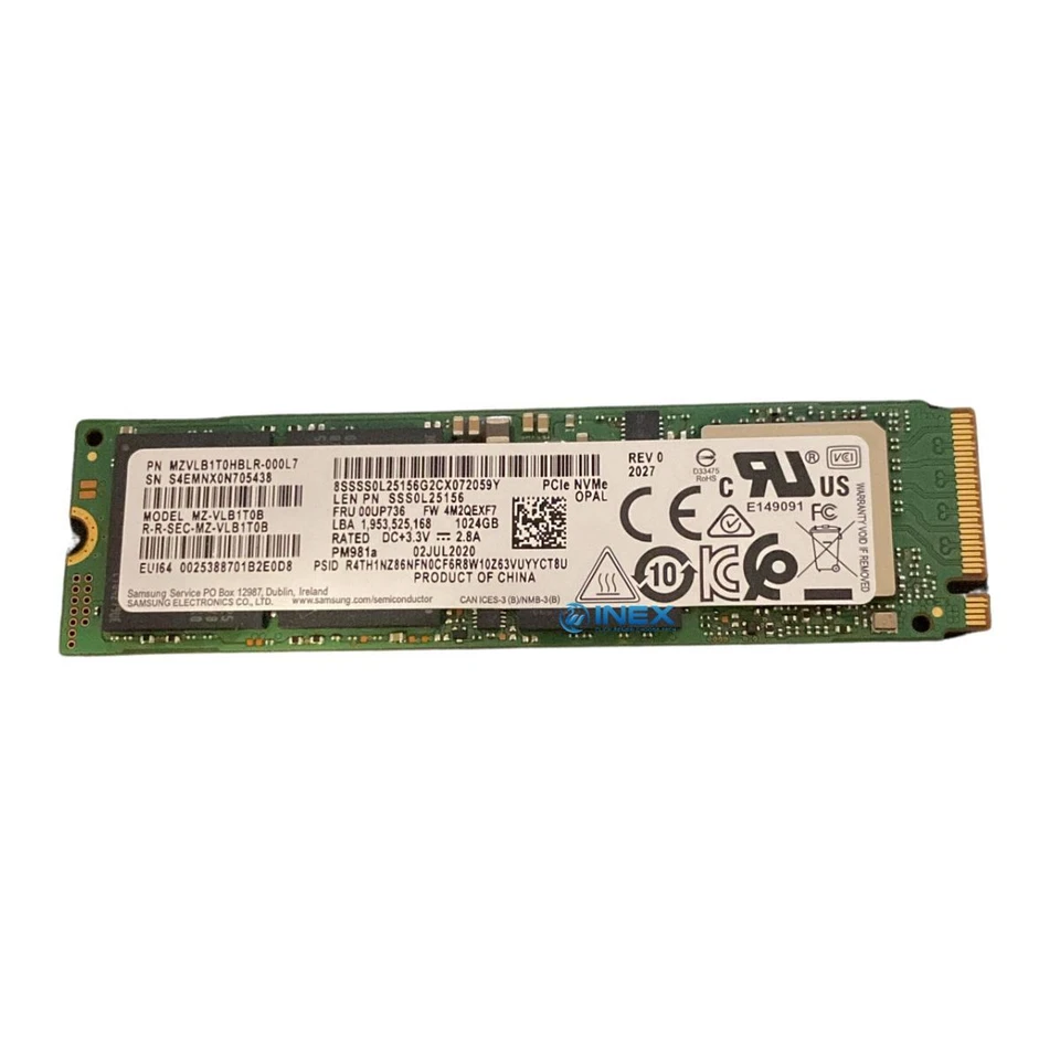 Samsung PM981a SSD M.2 1 TB (1000 GB), PCIe 3.0, NVMe, Ricondizionato - Immagine 2 di 2