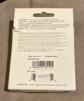 Genuine OEM Canon LA-DC58 Conversion Lens Adapter Japan For