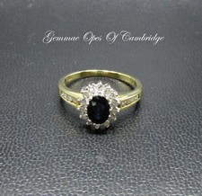 18ct Gold Ring Sapphire and Diamond Cluster Size P 3.99g 18k