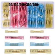 400PCS Heat Shrink Butt Wire Splice Connectors Crimp Terminals AWG 10-22 Gauge