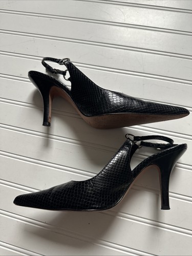 Hype Cindy Heels - Black Snake Skin Leather - Sz 8.5M - Picture 6 of 8