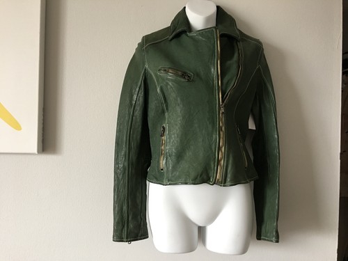 Veste moto trempée 100% cuir de buffle véritable collection UGG 1 495 $ taille M - Photo 5/10