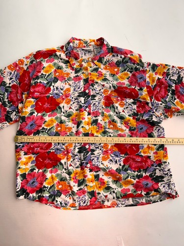 Gitano 26W white beige floral short sleeve plus size front pocket button up top - Picture 5 of 5