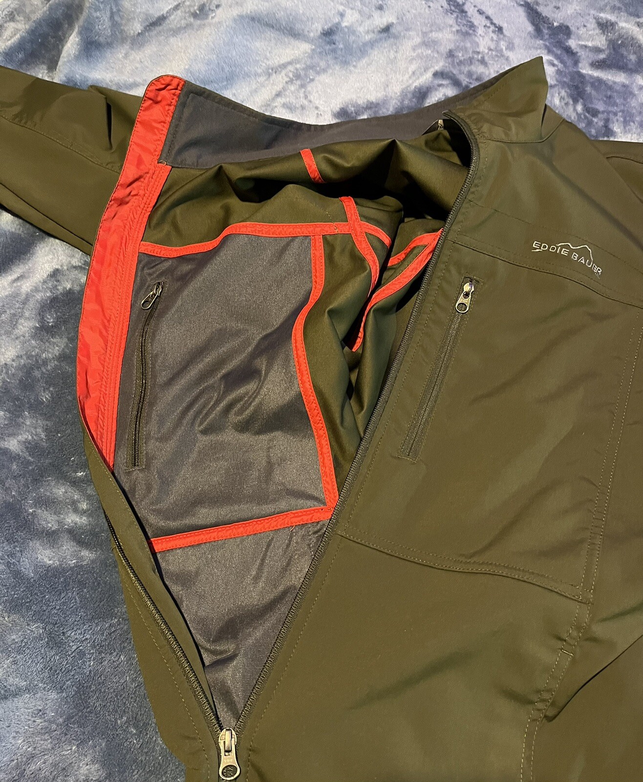 Eddie Bauer Men's Windfoil Elite Softshell Jacket Size Large Dark Green/Red eBay