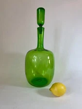 Vintage Blenko Olive Green Glass Decanter w/Stopper – Joel Myers Design #657L