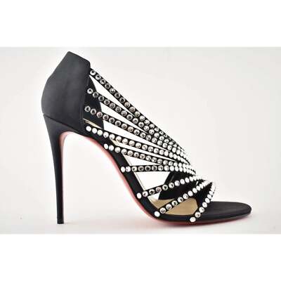 Christian Louboutin Norina Strass 100 Black Crystal Strap Sandal