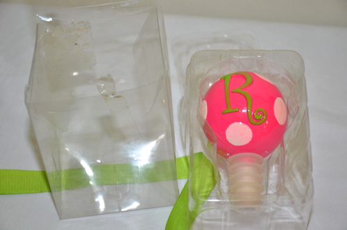 NEW MSC Monogram Initial "R" Polka Dot Bottle Wine Stopper PINK WHITE - Picture 4 of 7