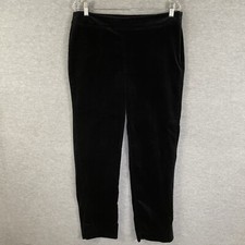 Talbots 10 Classic Side Zip Black Velvet Velveteen Pants Straight Leg