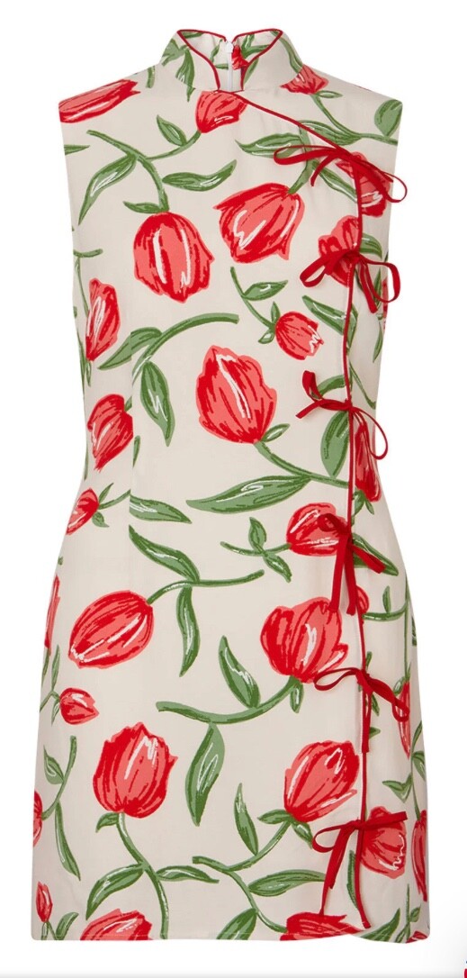 Kitri Aubrey Ivory Tulip Print Mini Dress size UK