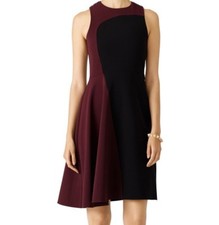 $325 NWT PARKER SzM EMMETT COLORBLOCK SLEEVELESS FIT & FLARE DRESS CORDOVAN/BLAC