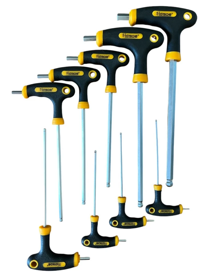 Set Chiavi A T Esagonali Lunghe Forate 9Pz Chiave A Brugola Impugnatura T 261608 - Immagine 2 di 3