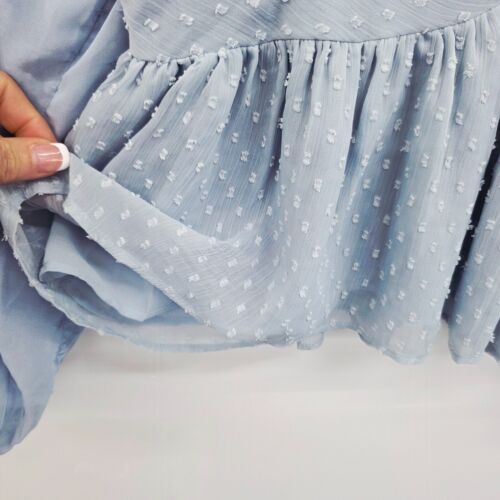 Blusa American Eagle azul punto suizo bordada peplum para mujer grande Cottagecore - Imagen 6 de 14