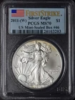 2011(W) American Silver Eagle PCGS MS70 FS Flag BOX #46 Label Toned ✪COINGIANTS✪