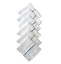 Cotton Premium Collection Handkerchiefs Hanky For Men White Striped Pack of 6Pcs
