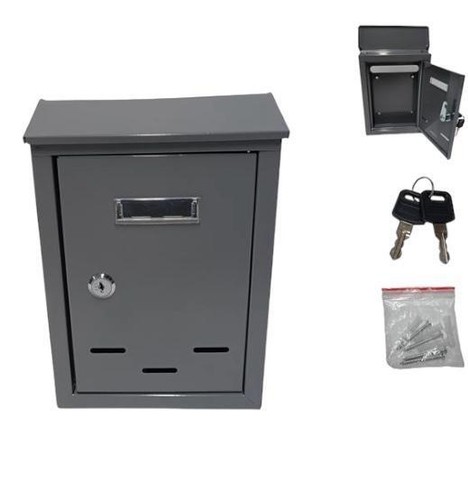 POSTKASTEN BRIEFKASTEN AUSSENPOST MIT DOPPELSCHLÜSSEL SCHWARZ GRAU - Bild 11 von 20