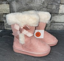Girls Toddler Pink Khombu Faux Fur Boots w/Bow Size 7