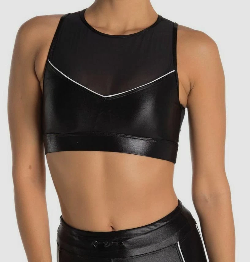 $125 Koral Women's Black Sheer Mesh Lined Vibrant Infinity Sports Bra Size S