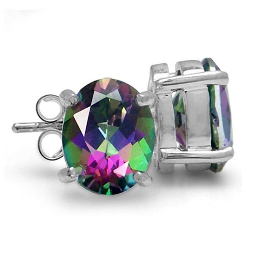 Birthstone Stud Earrings 8mm Round in Sterling Silver Plated ALL COLORS - Picture 4 of 14