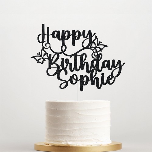 Personalised Birthday Cake Topper Any Name Age Butterfly Cake Decorations UK - Picture 18 of 21