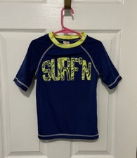 Gymboree Boy's Short Sleeve Rash Guard Swim Shirt Size 5-6 Surf Waves Summer