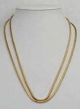Yellow Gold Plated Double Strand Snake Chain Statement Necklace 22" Jewelry