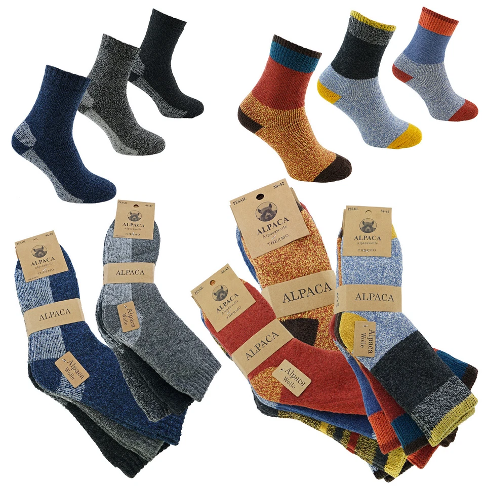 PESAIL + Alpaka Socken Wollsocken Outdoorsocken warm - 3 Paar verschiedene Farben
