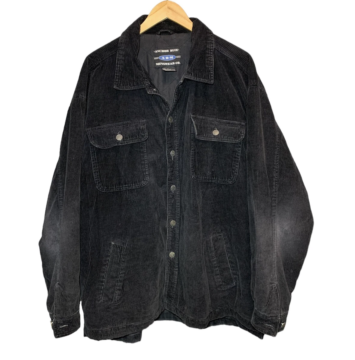 Vintage Anchor Blue Black Corduroy Jacket Zip Up 90s Skater Mens Sz L Baggy  | eBay
