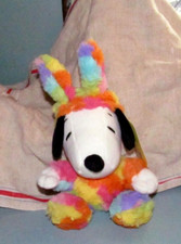 Hallmark Snoopy Tie Dye Rainbow Easter Bunny Stuffed Animal Soft Plush NWT