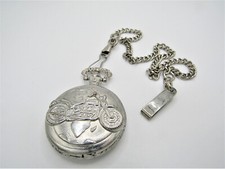 Vintage Beautiful Harley Davidson Style Motorcycle Quartz Pocket Watch with FOB