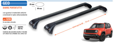 Barre Portatutto Per Tetto Jeep Renegade 2017 - 135 Cm, Alluminio, Con Serratura, Omologate - Foto 6