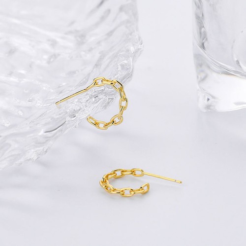 925 Sterling Silver Chain Link Hoop Earring For Women Christmas Gift For Girls. - Picture 2 of 12