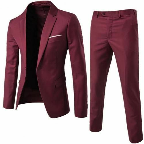 Chaqueta Para Hombres Negocios Traje Ajustado Fiesta Chaleco y Pantalones Boda Blazer 2 Piezas/Juego - Imagen 7 de 11