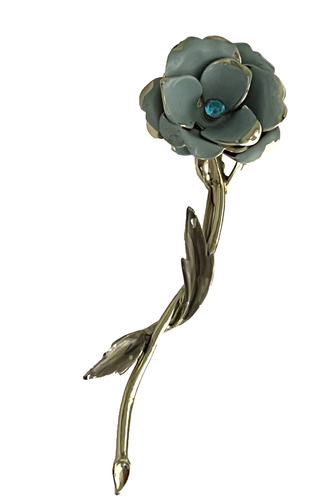 Vintage Signed CORO Enamel Floral Brooch Long Stem # 281