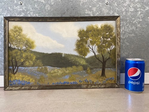🔥 Antique Old Texas Impressionist Bluebonnets Landscape Oil Painting, 1940s - Picture 2 of 18