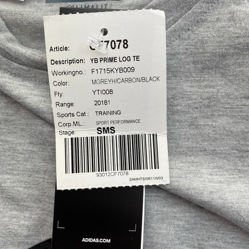 Adidas Climalite Youth Boys Grey Prime Logo Crew Neck T Shirt Size 11 - 12 Years - Picture 5 of 9