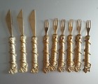 Vintage Florentine Party Forks & Knives 'Hors d'oeuvre' VGC 24K Gold Plated