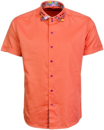 Uomo Designer Italiano Camicia Slim Fit Maniche Corte Casual Doppio Colletto - Foto 6 di 6