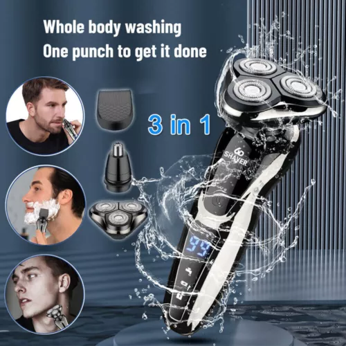 3in1 Professional Cordless Wet/Dry Razor Men Rotary Shaver Beard Trimmer Shaving - Picture 2 of 8