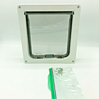 Cat Mate Cat Flap Door White 8'' x 7'' Full Frame is 9.5'' x 9.5'' Kitty Cat 