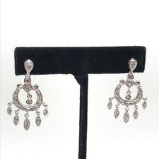 925 Sterling Silver Clear CZ Cubic Zirconia Dangle Pierced Post Earrings