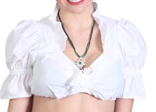 Dirndl Bluse Damen Weiß - Trachtenbluse Mit V-Ausschnitt Für Oktoberfest