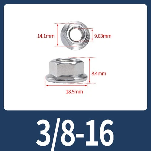 1/2" 1/4" 3/8" 5/16" 8# 10# Stainless Steel  A2 Flange Hex Hexagonal Nuts UN - Picture 8 of 10