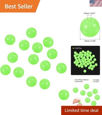 Bright Green Fishing Beads, 10mm for Lure Rigging - Enhance Visibility!