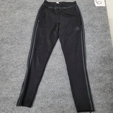 Adidas Track Pants Mens Size S Black Slim Fit 3-Stripe Zipper Pockets Athletic