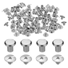 50 Set M5 x 8mm Chicago Screw Metal Stud Screw Rivets for Leather Silver Tone
