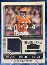 Roschon Johnson 2023 Contenders Rookie Ticket Swatch TS29 Chicago Bears 