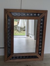 Large Vintage Moorish Colonial Style Wood and Metal Mirror Wall Hanging VGC