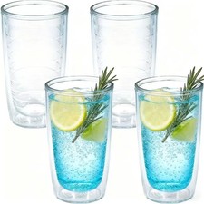 Unbreakable 16oz Tumblers Set of 4 Plastic Double Wall Insulated Cups
