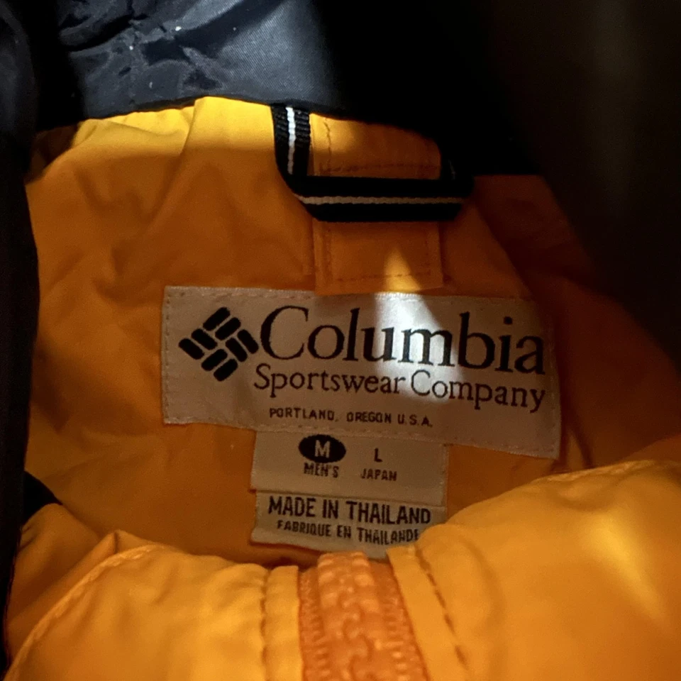 Vintage Columbia Jacket Mens Medium Yellow Black Hooded Ski Colorblock 90s - Image 2 of 4